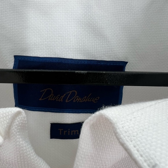 David Donahue Trim Fit Non Iron Superfine Twill White Dress Shirt 17.5 32/33 - Picture 4 of 7
